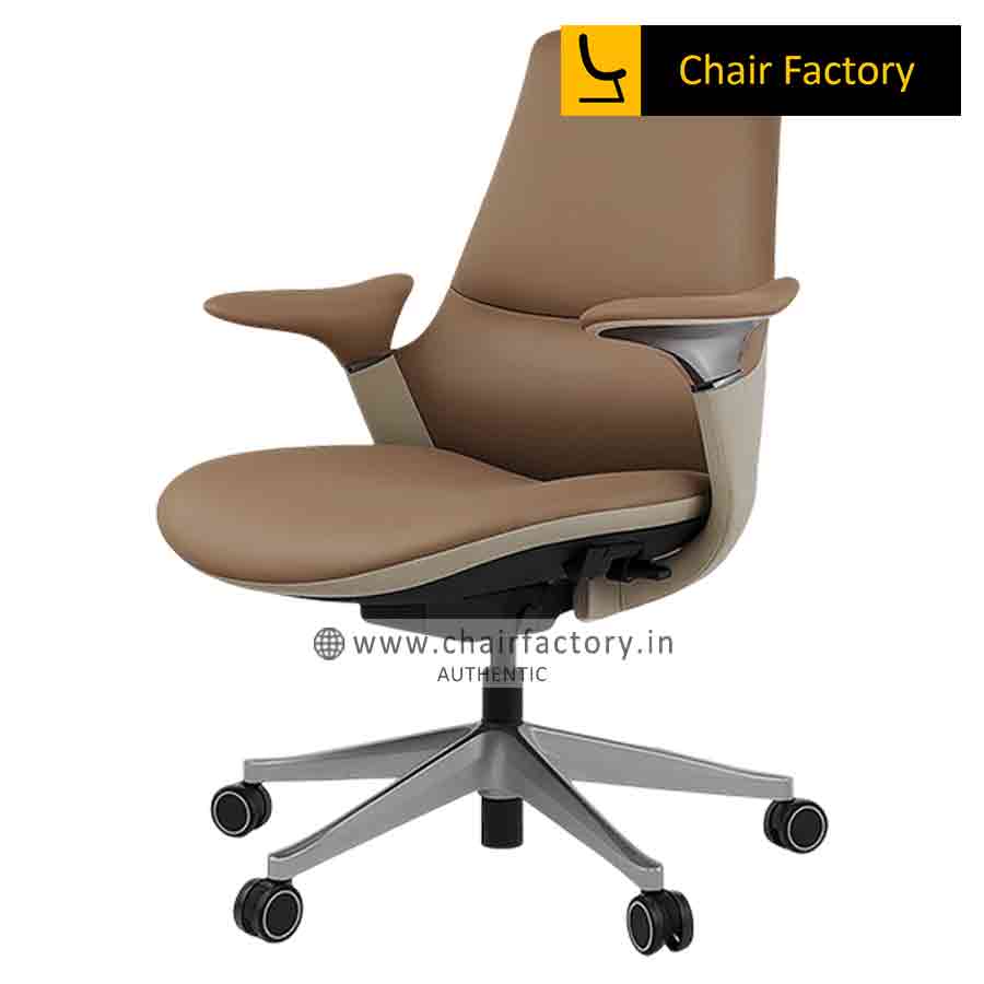 Mandate Mid Back 100% Genuine Leather Brown Chair